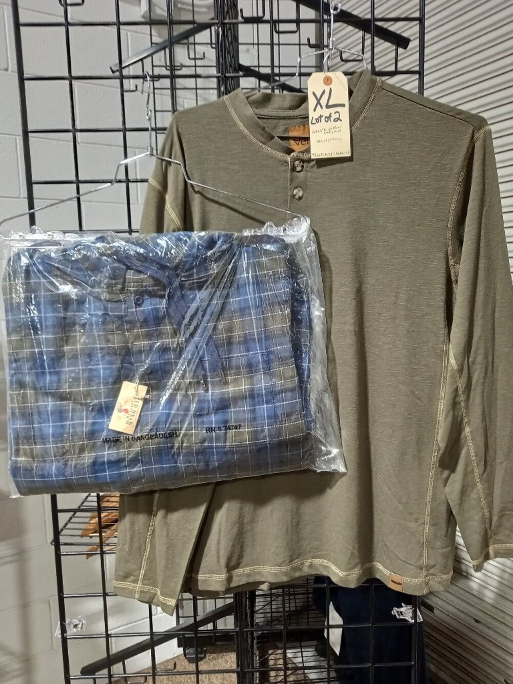 Men's Hooded Flannel, Jersey Linned Shirt + Long Sleeeve Henley | XL